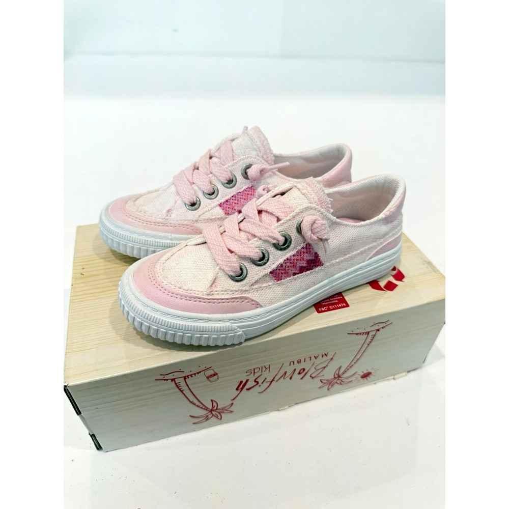 Blowfish Malibu Marley Kids Slip On Canvas Lace Up Sneakers Pink White Size 13